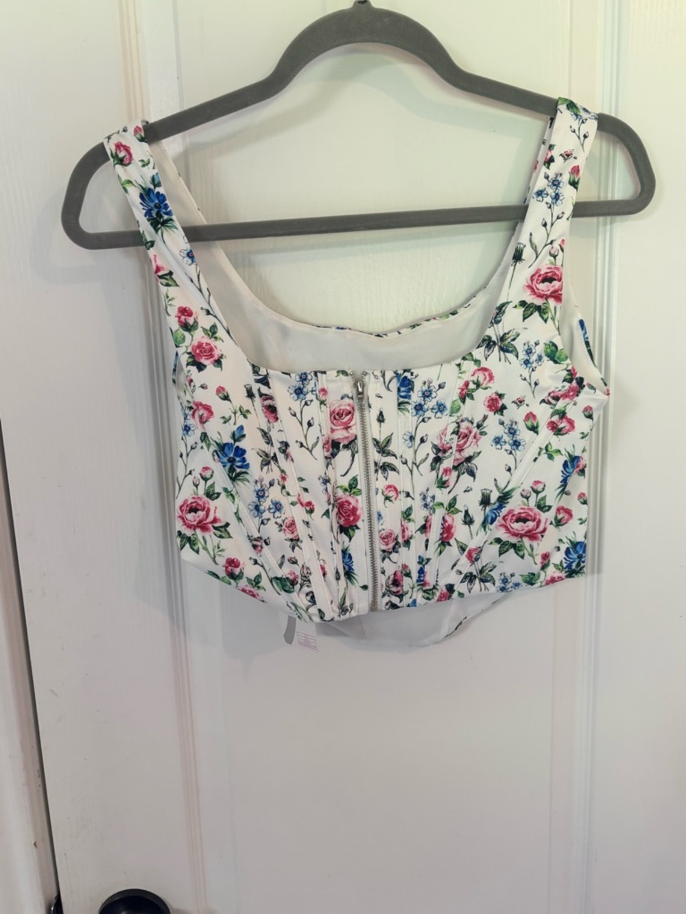 Marthea NWT size Medium Floral Corset Scoop Neck Cropped Zipper Summer Festival - Picture 2 of 5